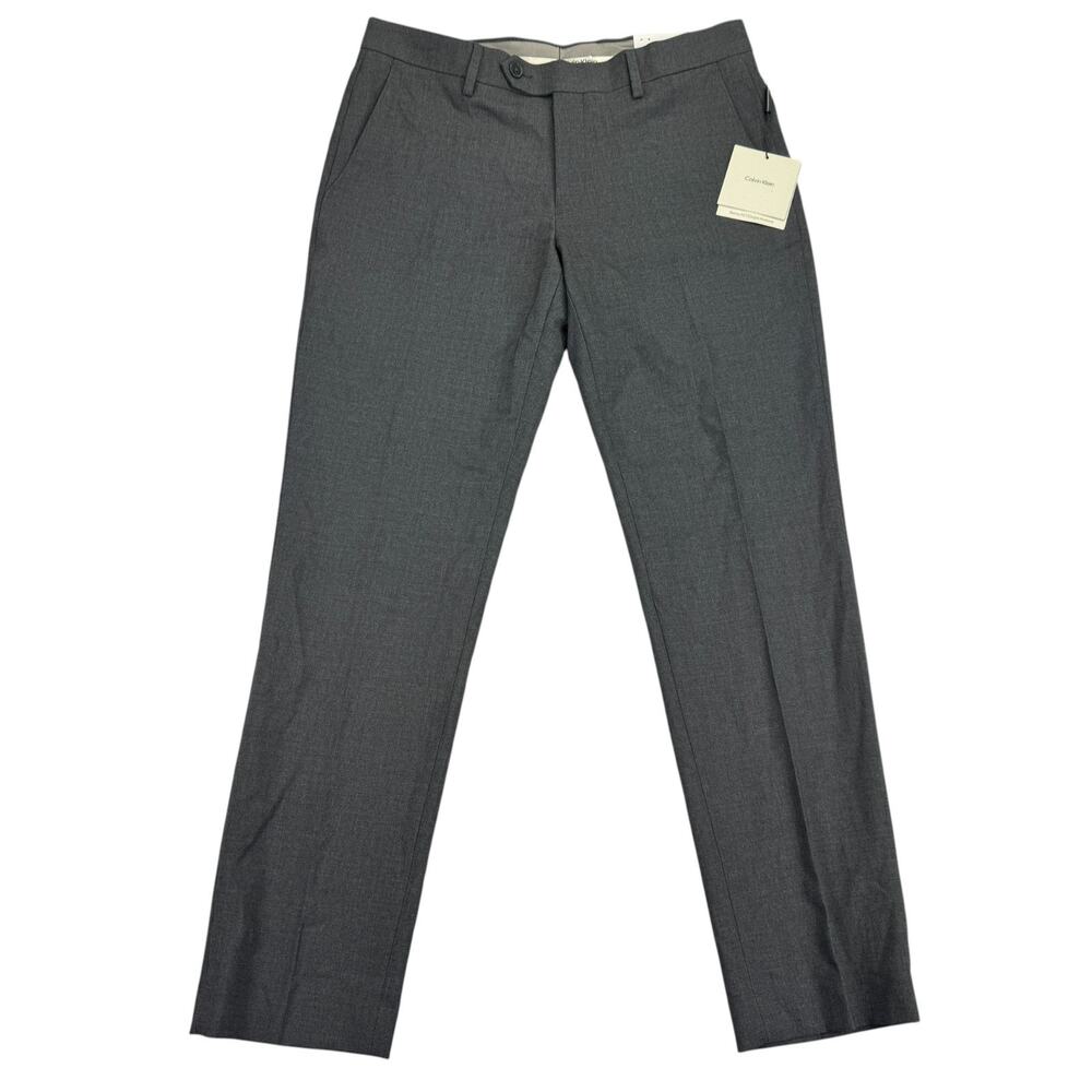 Calvin Klein Mens Infinite Stretch Skinny Fit Solid Dress Pants Charcoal 32x29